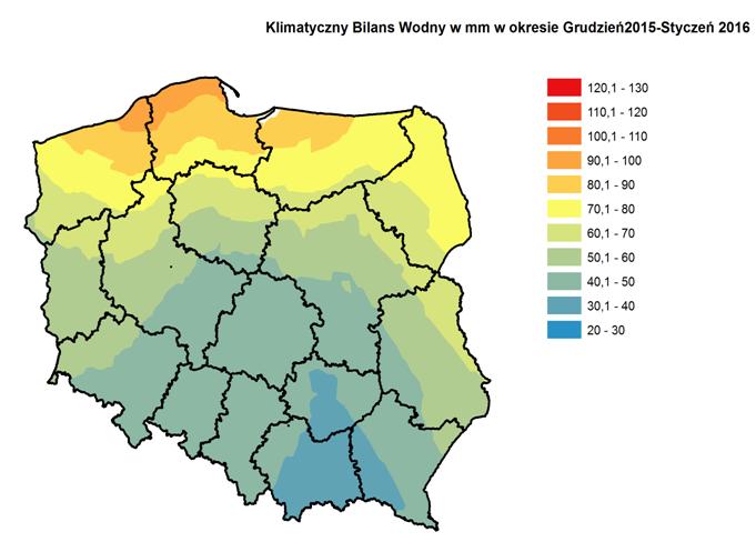 Zróżnicowanie KBW (w mm) w okresie 12-2015/01-2016