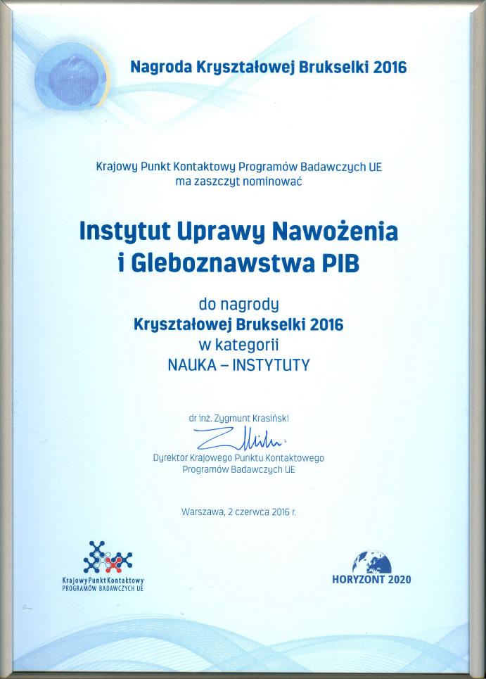 Nominacja do nagrody Kryształowej Brukselki