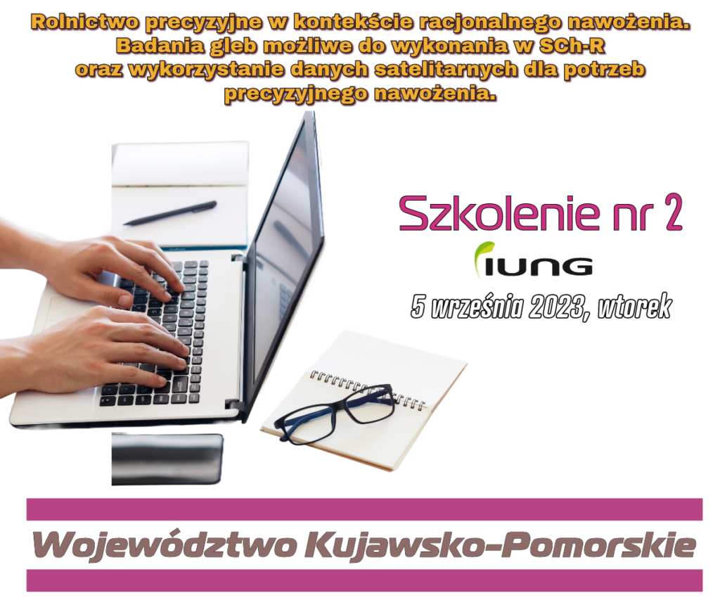 Zapraszamy doradców rolniczych z woj. dolnośląskiego 5 września 2023 r. o godz. 8.30 na szkolenie zdalne na platformie ZOOM finansowane ze środków dotacji celowej na realizację zadań MRiRW. Szkolenie dot. m.in. precyzyjnego nawożenia i badań oferowanych przez stacje chemiczno-rolnicze.