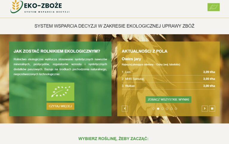 Widok na stronę internetową eko-zboze